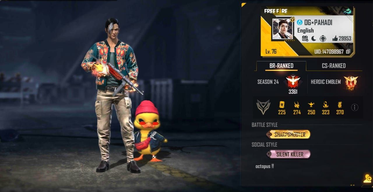 Pahadi Gamer की Free Fire ID, स्टैट्स, यूट्यूब चैनल वायरल वीडियो, और कुल कमाई (Image Via : Free Fire)