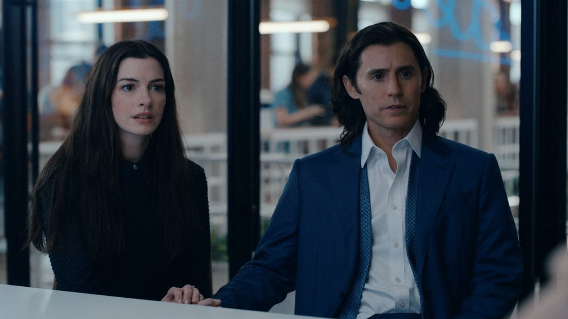 Still from AppleTV+&#039;s finale of WeCrashed - Rebekah and Adam Neumann (Image via AppleTV+)