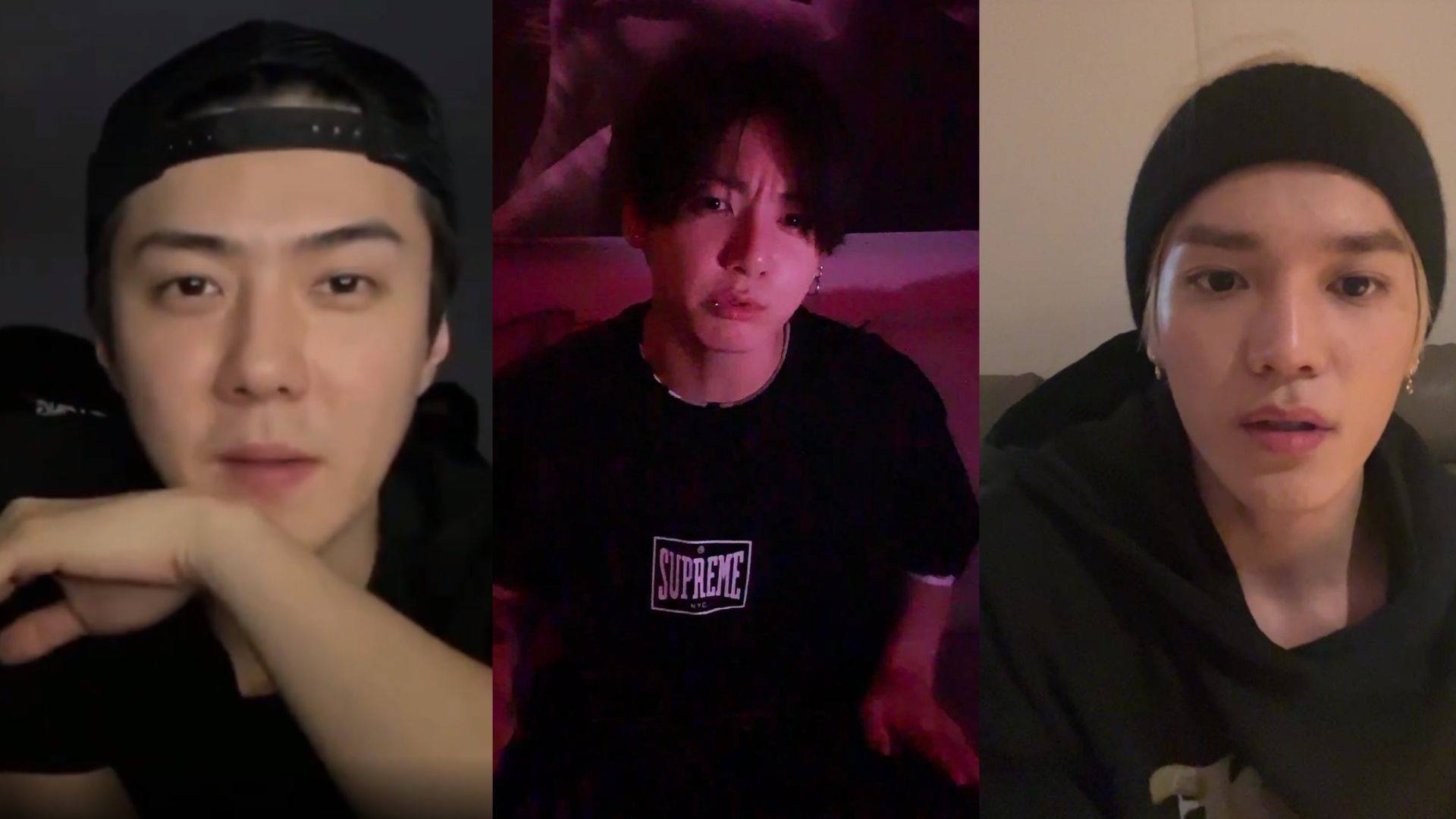 Stills from the live broadcasts by various K-pop idols (Image via Twitter)