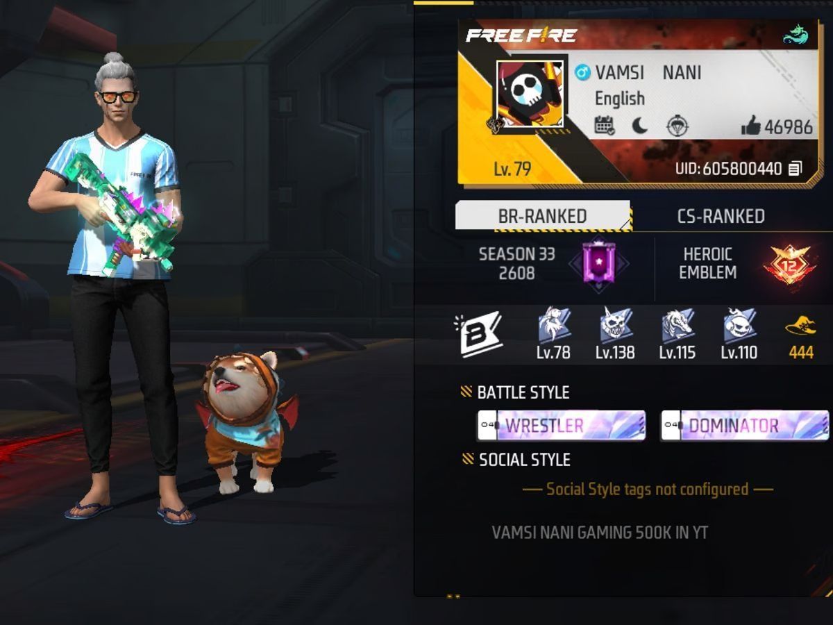 Vamsinani Gaming की प्रोफाइल (Image via Garena)