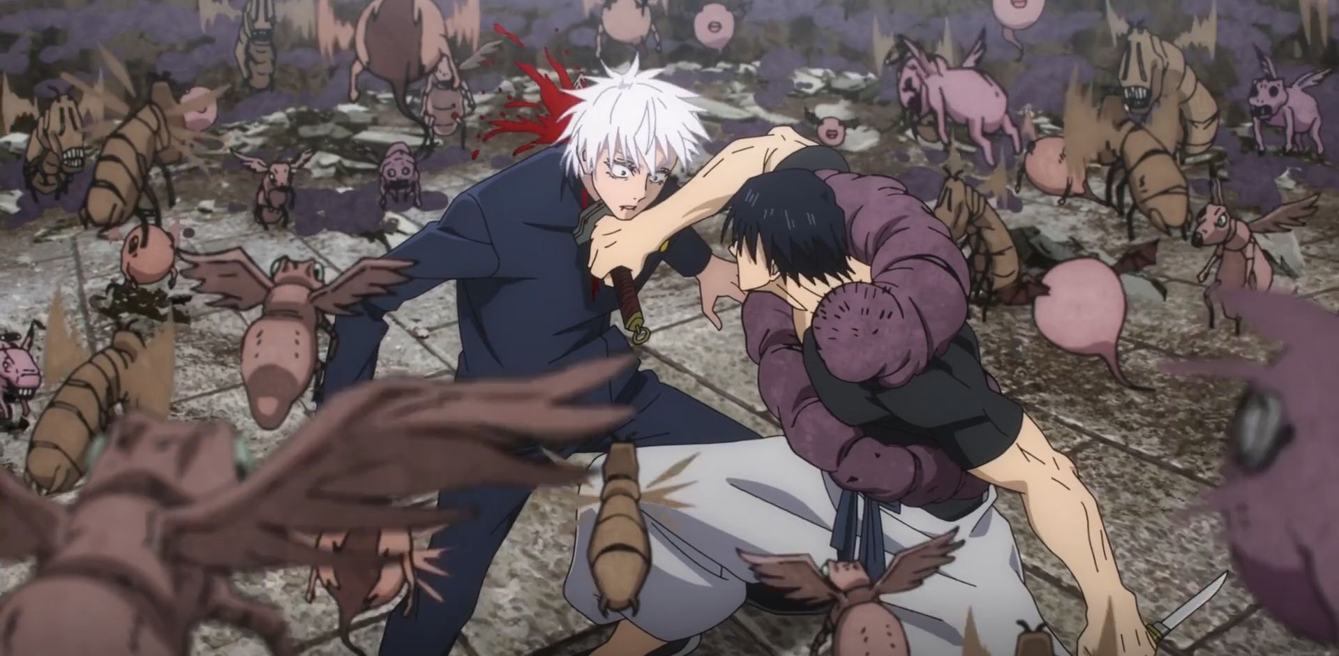 Toji stabbing Gojo with the Inverted Spear of Heaven (Image via MAPPA)