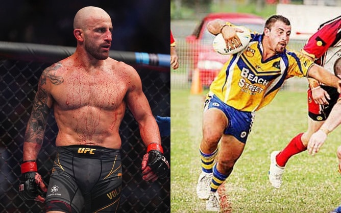 What was Alexander Volkanovski's weight during his rugby career?