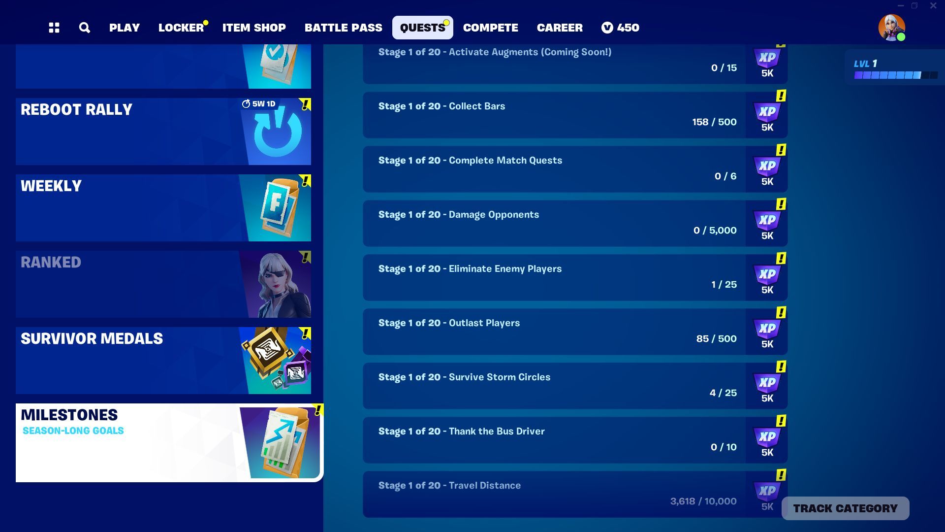 Milestones will take time to complete; there is no need to rush them. (Image via Epic Games)