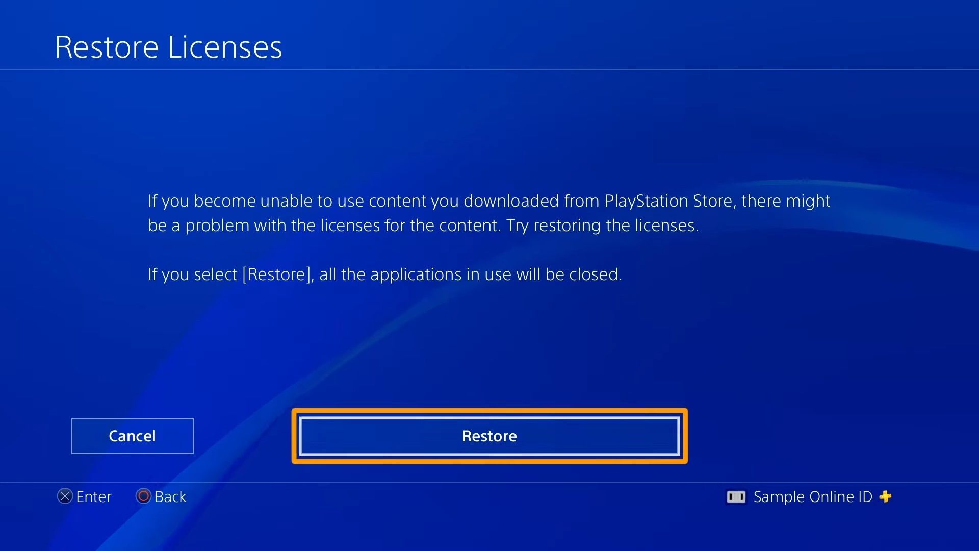 Guide to restoring video game licenses on PS4 (Image via PlayStation)