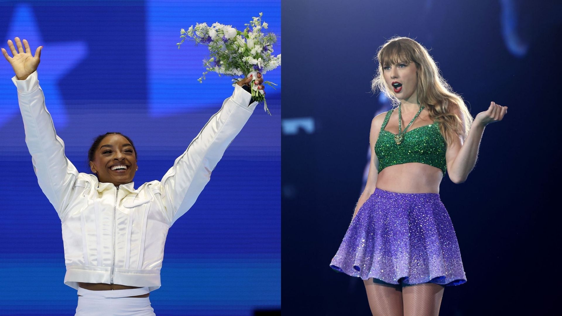 Simone Biles and Taylor Swift (Images via Getty)