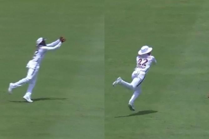 [Watch] Kavem Hodge takes a brilliant catch to dismiss Tristan Stubbs during WI vs RSA 2nd Test