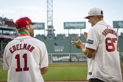 When Julian Edelman and Rob Gronkowski threw first pitch before Red Sox game at Fenway