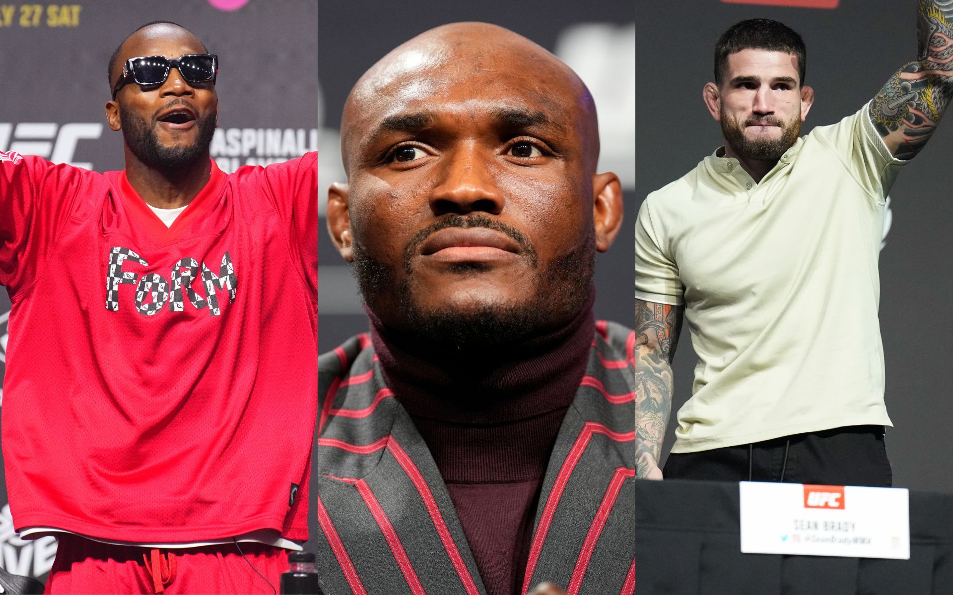 Kamaru Usman (middle) weighed in on Leon Edwards