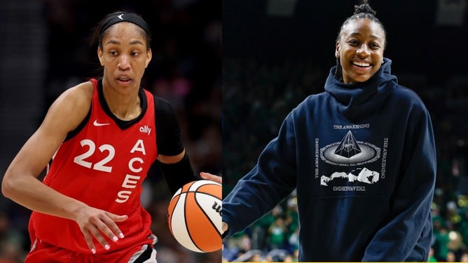 A'ja Wilson reacts as she works up sweat with $491,016 teammate ahead of new season