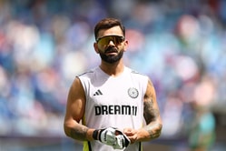 Virat Kohli waves at wife Anushka Sharma during IND vs NZ Champions Trophy Final [In Pictures]