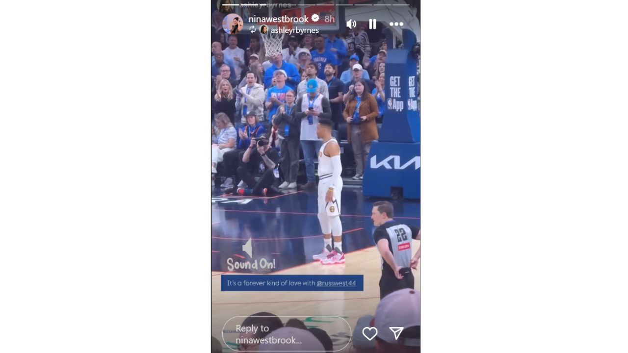Russell Westbrook&#039;s wife shares a clip of Russell Westbrook&#039;s warm welcome from the OKC Thunder crowd on Sunday. [photo: @ninawestbrook/IG]