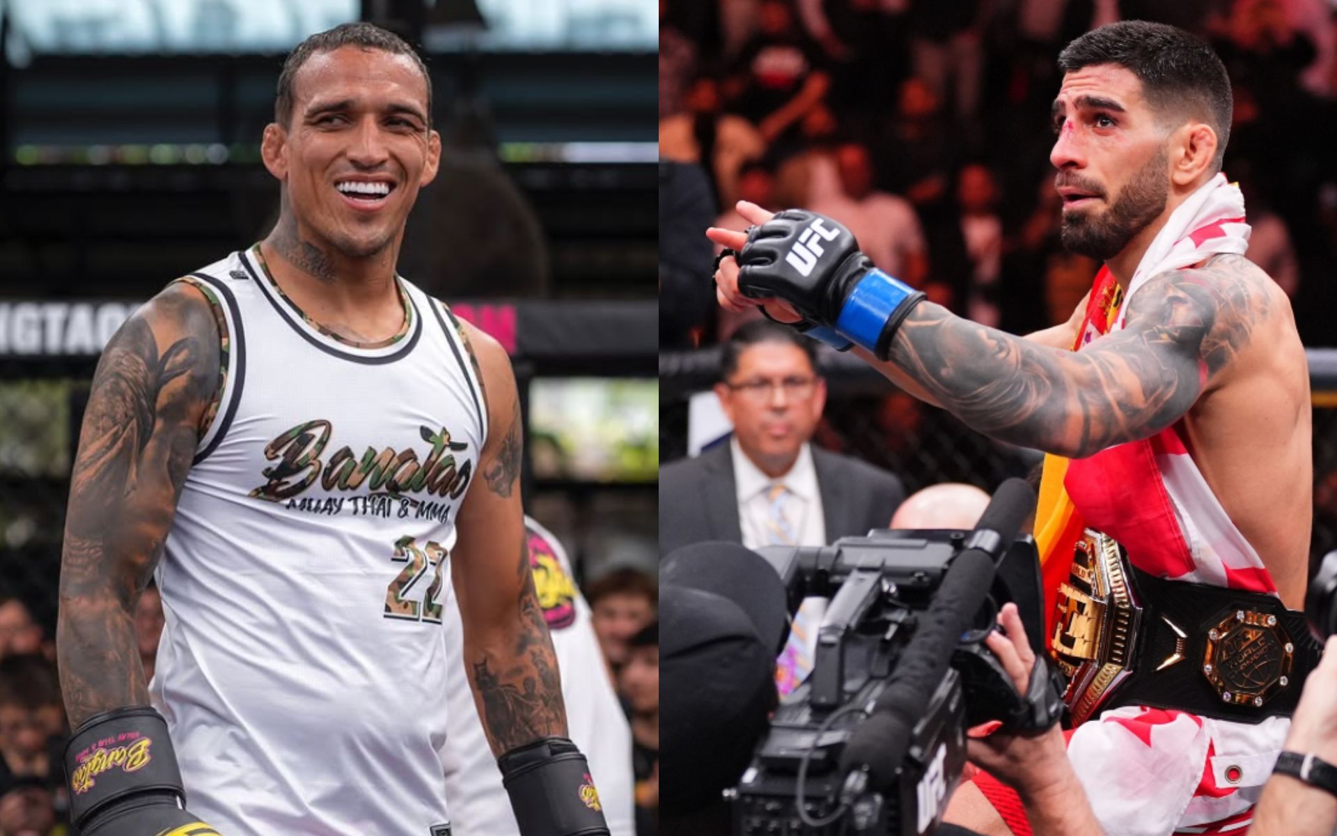 Charles Oliveira (left) seems to have irked Ilia Topuria (right) with his comments. [Images courtesy: @charlesdobronx and @iliatopuria on Instagram]