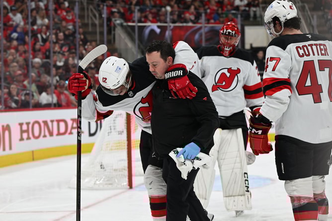 New Jersey Devils injury report: Luke Hughes leaves game momentarily, Glass, Dillion exit with potential injuries in Game 1 loss to Canes