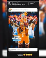 يشارك Mia Pauld ، Mia Pauld في تينيسي ، في رد فعل كلمة واحدة بينما تنقل جانيا باركر من جامعة كاليفورنيا في لوس أنجلوس إلى المتطوعين. (الصورة عبر Instagram @ tbcmia3)